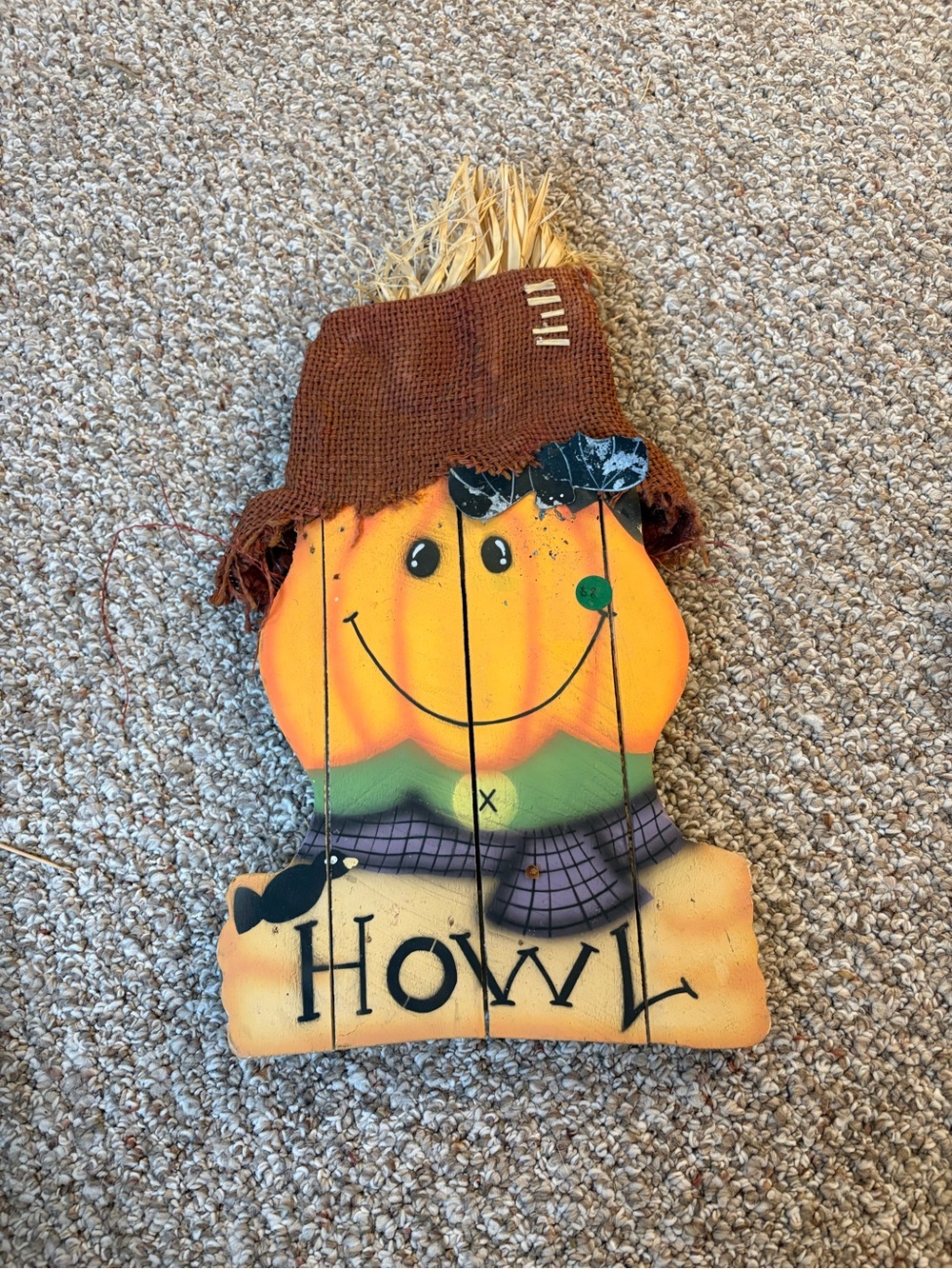 Orange Pumpkin Scarecrow hanging door deco